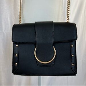 Leith Metal Ring Faux Leather Crossbody Bag